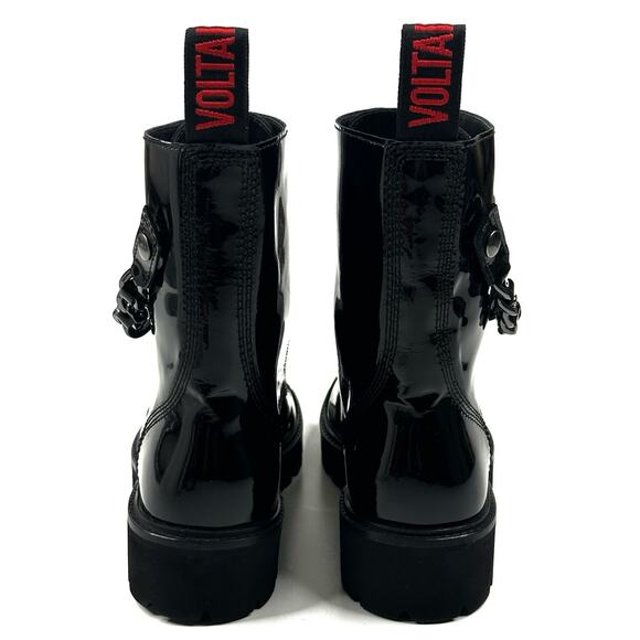 Zadig & Voltaire Joe Cecilia Black Patent Leather Chain Boots Womens EU 38/US 7 - Picture 5 of 14